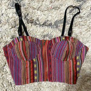 Stretchy Cropped Zip Bustier with Removable Straps